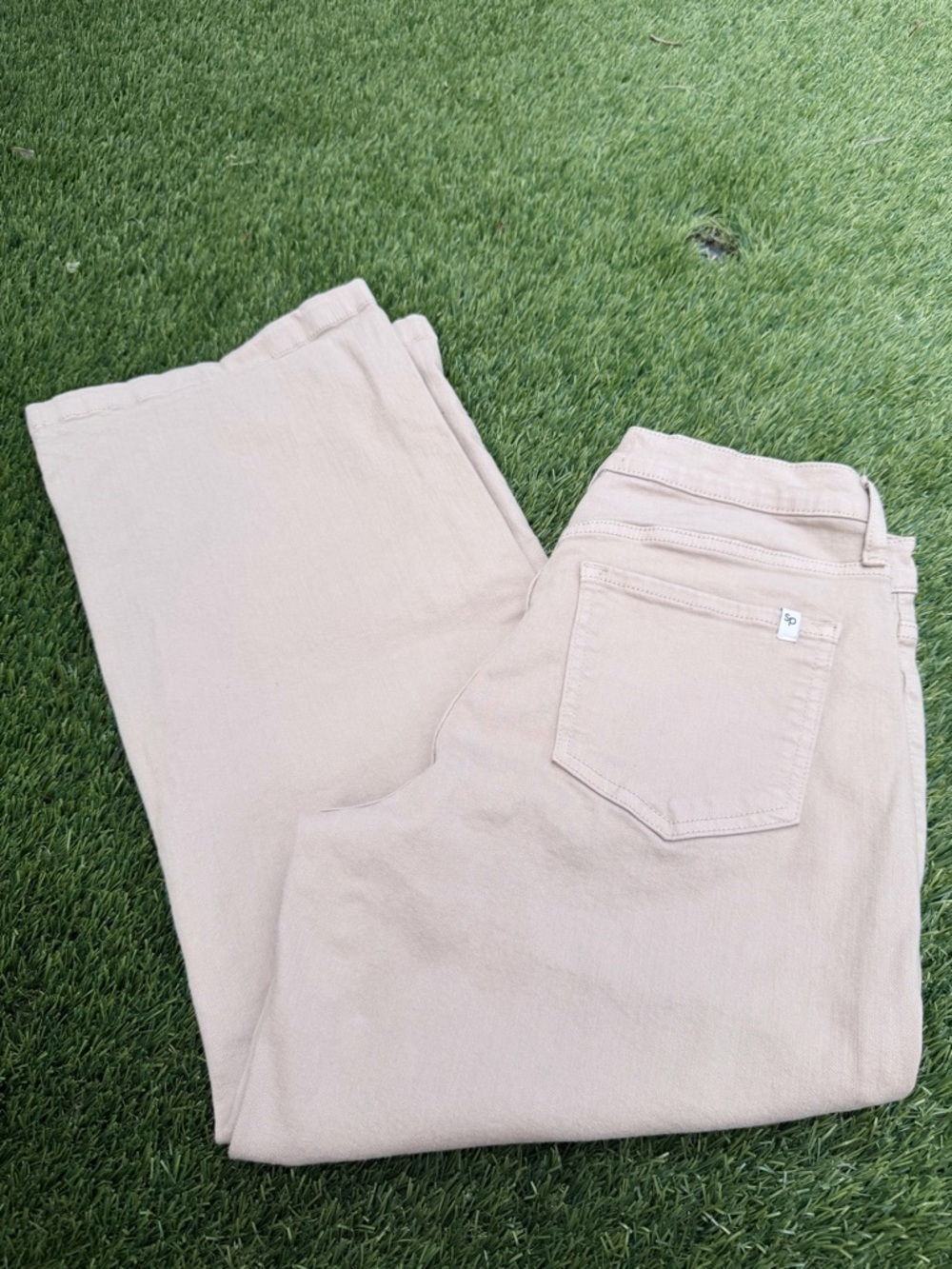 Shop Avara Boutique Tan Cropped Wide Leg Jeans with Patch Pockets - Picture 9 of 10